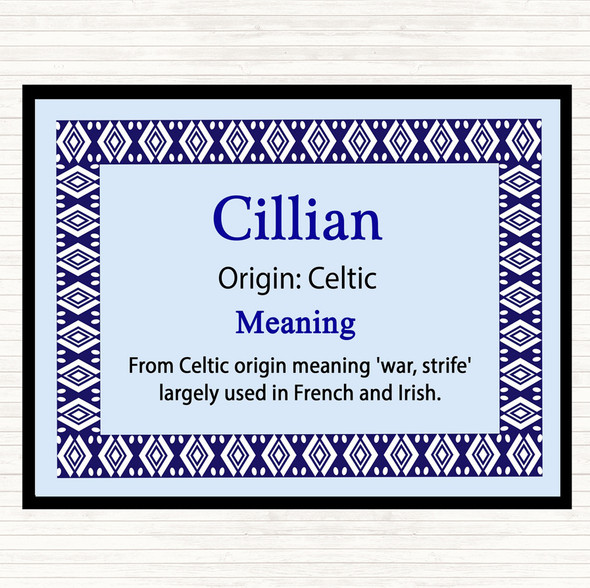 Cillian Name Meaning Mouse Mat Pad Blue