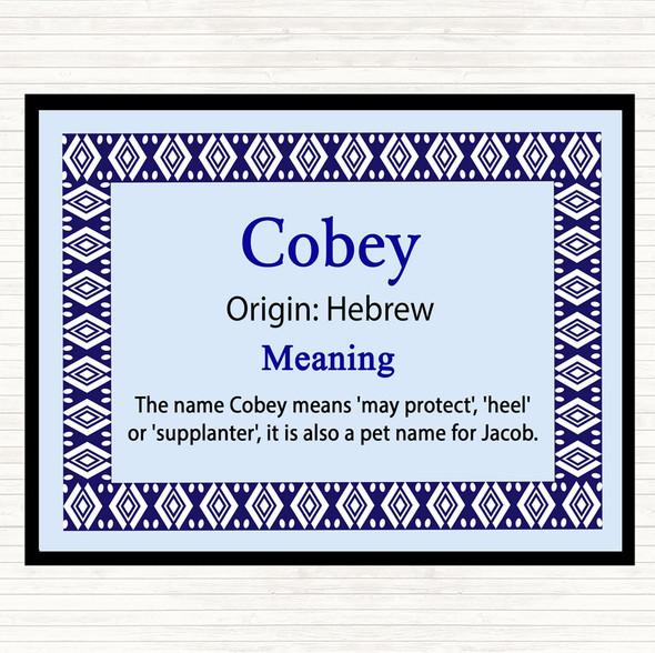 Cobey Name Meaning Mouse Mat Pad Blue