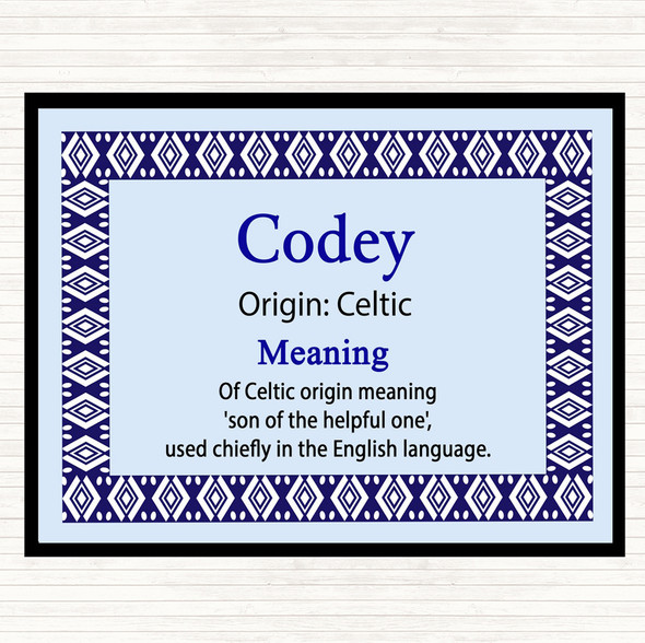 Codey Name Meaning Mouse Mat Pad Blue