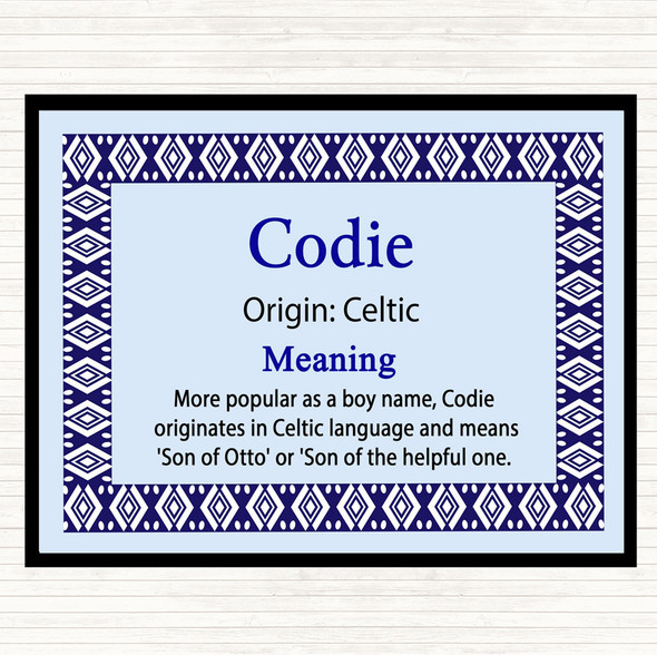 Codie Name Meaning Mouse Mat Pad Blue