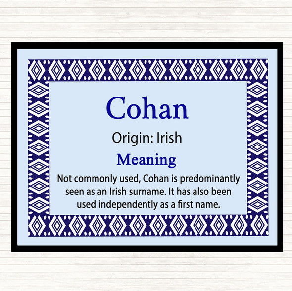 Cohan Name Meaning Mouse Mat Pad Blue