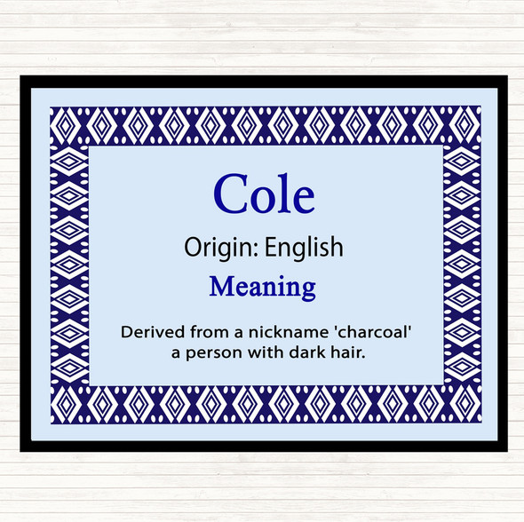 Cole Name Meaning Mouse Mat Pad Blue