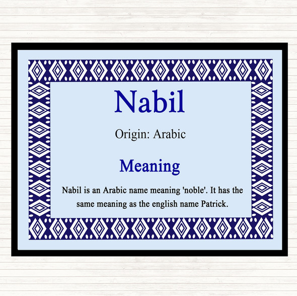 Nabil Name Meaning Mouse Mat Pad Blue