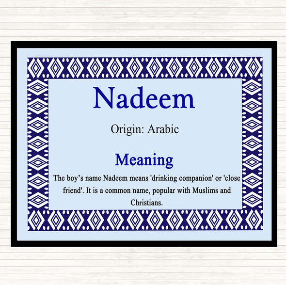 Nadeem Name Meaning Mouse Mat Pad Blue