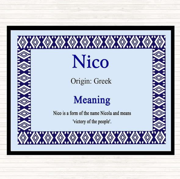 Nico Name Meaning Mouse Mat Pad Blue