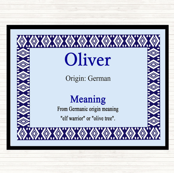Oliver Name Meaning Mouse Mat Pad Blue