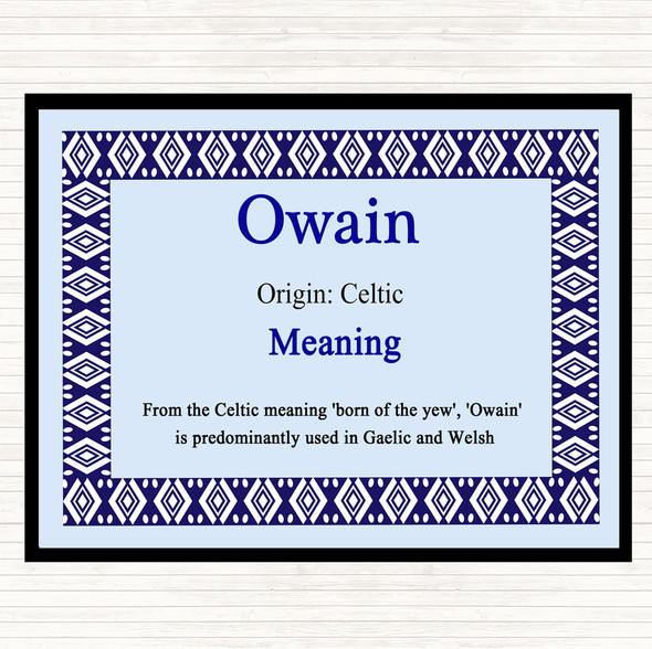 Owain Name Meaning Mouse Mat Pad Blue