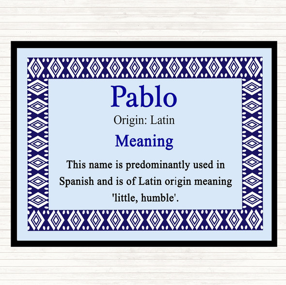 Pablo Name Meaning Mouse Mat Pad Blue