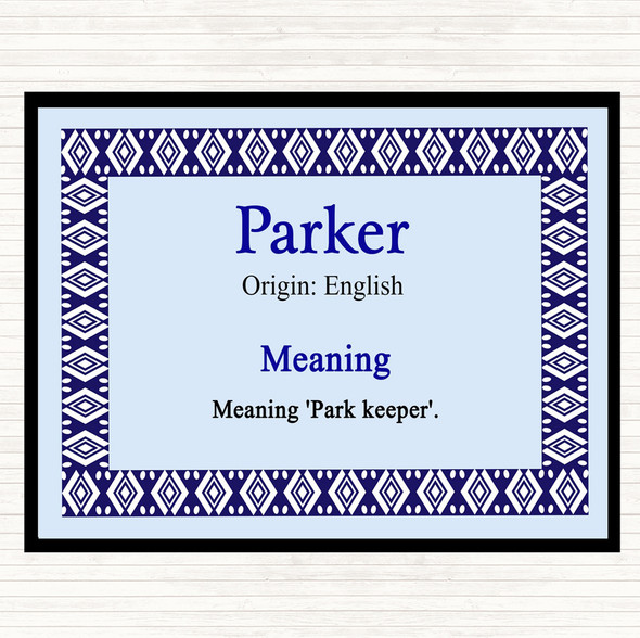 Parker Name Meaning Mouse Mat Pad Blue