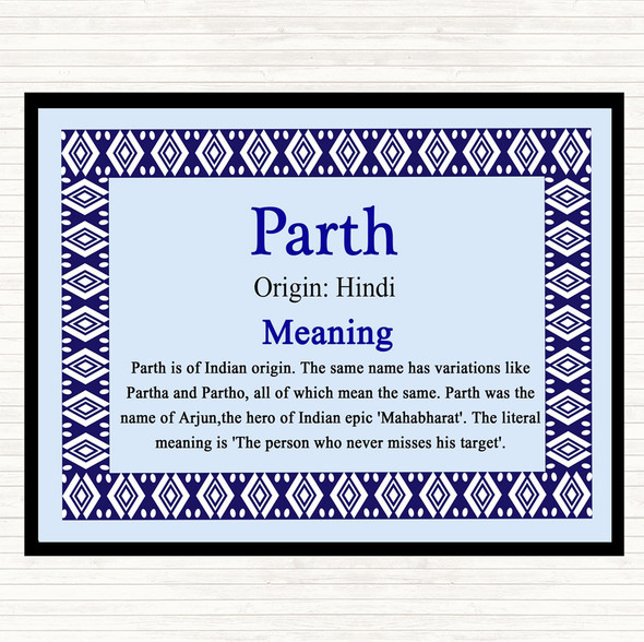 Parth Name Meaning Mouse Mat Pad Blue