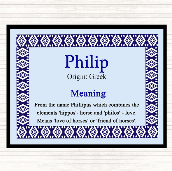 Philip Name Meaning Mouse Mat Pad Blue