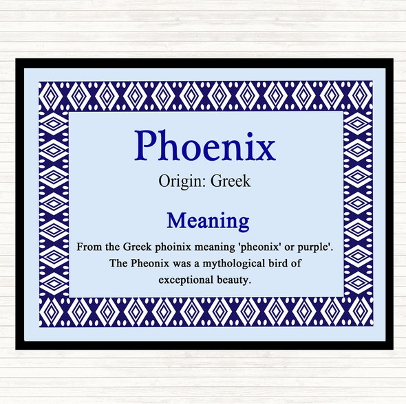 Phoenix Name Meaning Mouse Mat Pad Blue