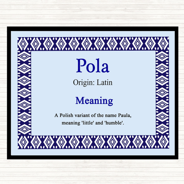 Pola Name Meaning Mouse Mat Pad Blue