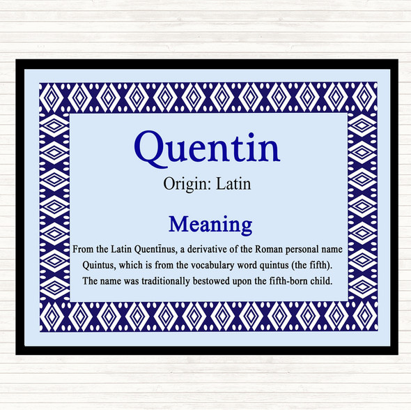 Quentin Name Meaning Mouse Mat Pad Blue