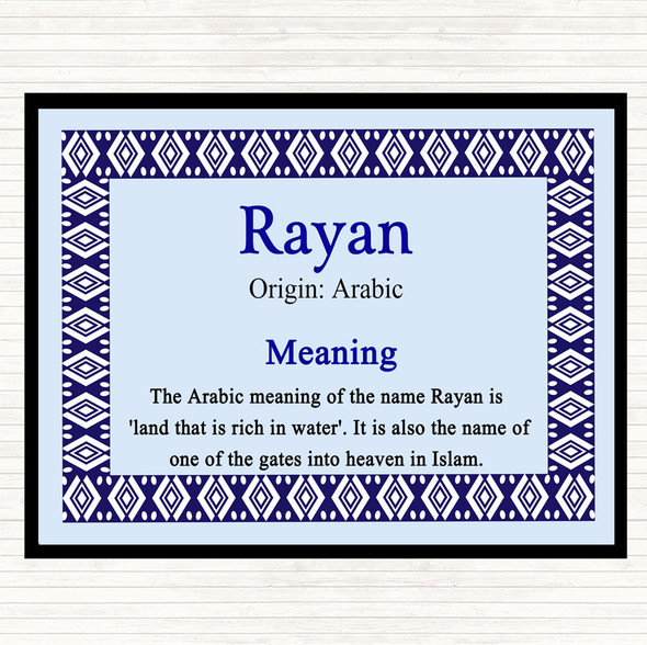Rayan Name Meaning Mouse Mat Pad Blue