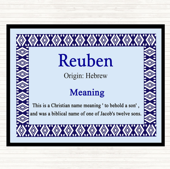 Reuben Name Meaning Mouse Mat Pad Blue