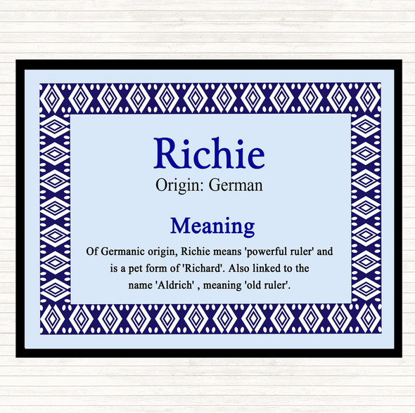 Richie Name Meaning Mouse Mat Pad Blue