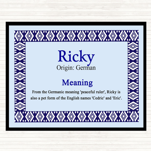 Ricky Name Meaning Mouse Mat Pad Blue