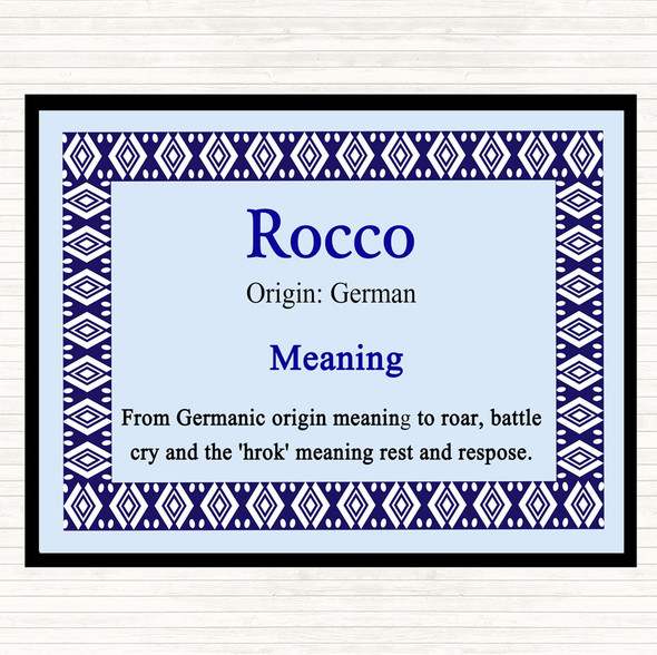 Rocco Name Meaning Mouse Mat Pad Blue