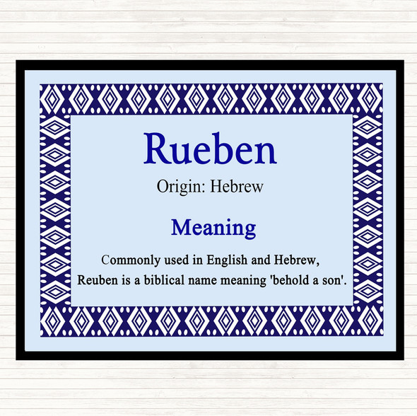 Rueben Name Meaning Mouse Mat Pad Blue