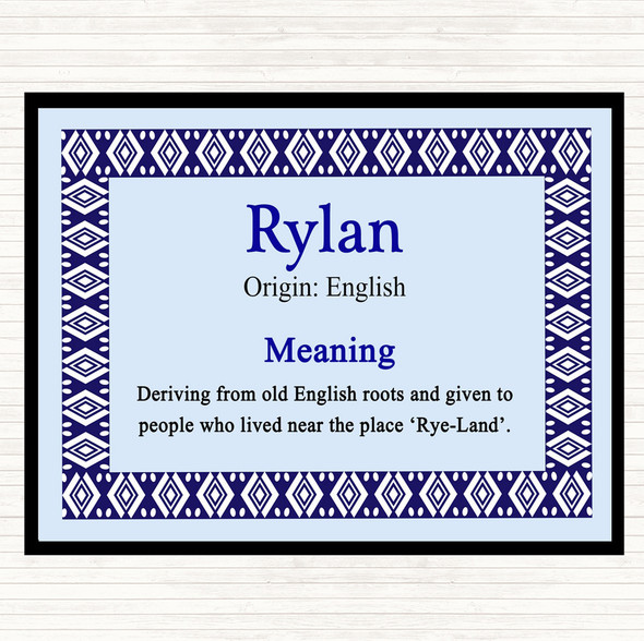 Rylan Name Meaning Mouse Mat Pad Blue