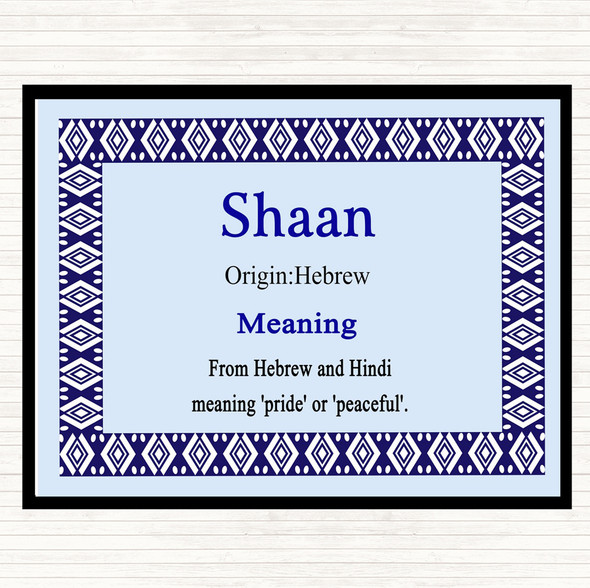 Shaan Name Meaning Mouse Mat Pad Blue