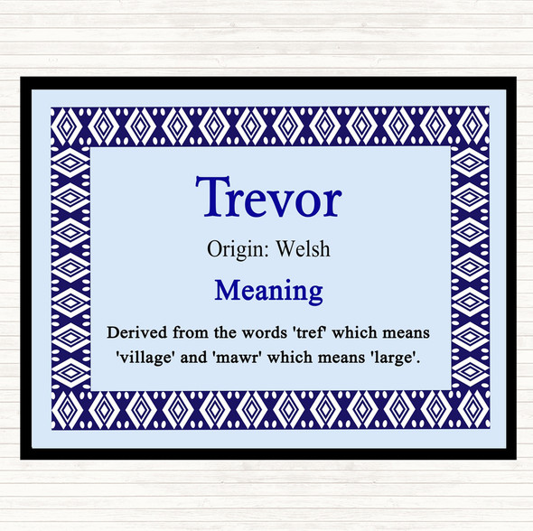 Trevor Name Meaning Mouse Mat Pad Blue