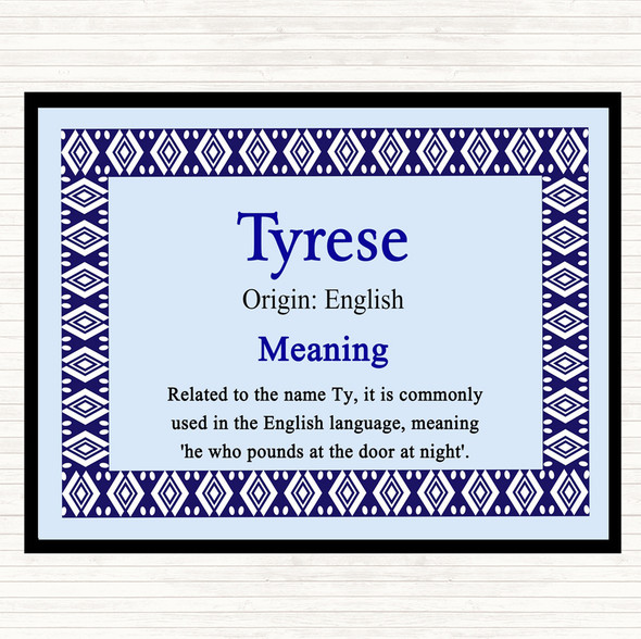 Tyrese Name Meaning Mouse Mat Pad Blue