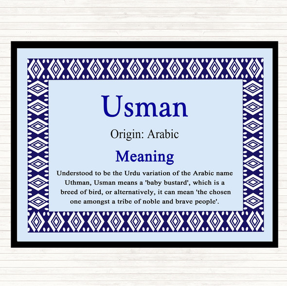 Usman Name Meaning Mouse Mat Pad Blue