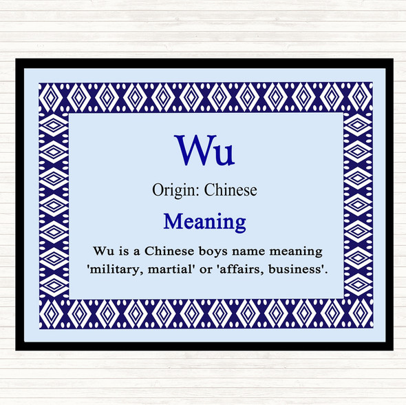Wu Name Meaning Mouse Mat Pad Blue