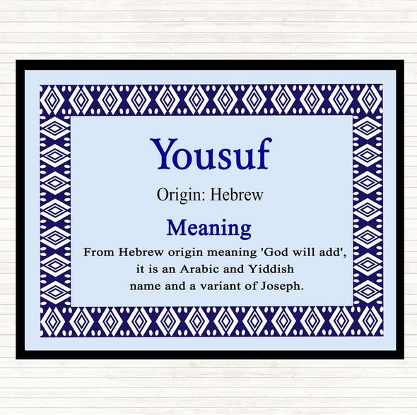 Yousuf Name Meaning Mouse Mat Pad Blue