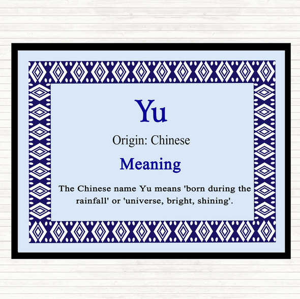 Yu Name Meaning Mouse Mat Pad Blue