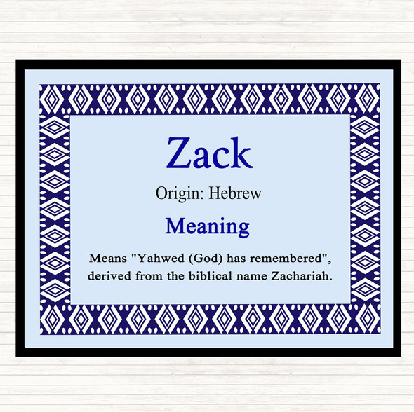 Zack Name Meaning Mouse Mat Pad Blue