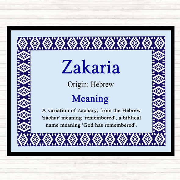 Zakaria Name Meaning Mouse Mat Pad Blue