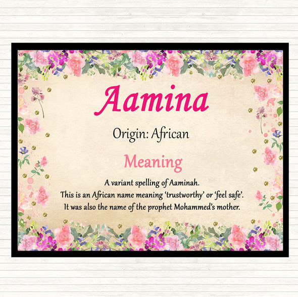 Aamina Name Meaning Mouse Mat Pad Floral