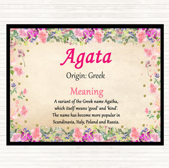 Agata Name Meaning Mouse Mat Pad Floral