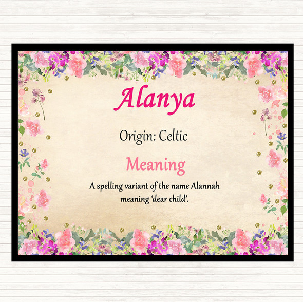 Alanya Name Meaning Mouse Mat Pad Floral