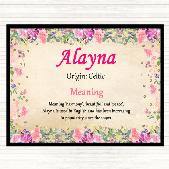 Alayna Name Meaning Mouse Mat Pad Floral