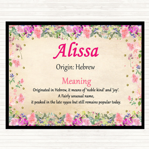 Alissa Name Meaning Mouse Mat Pad Floral