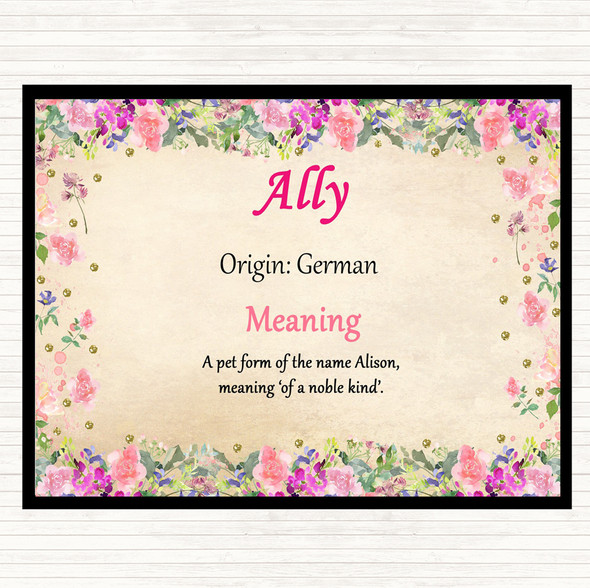 Ally Name Meaning Mouse Mat Pad Floral