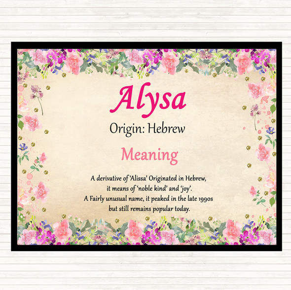 Alysa Name Meaning Mouse Mat Pad Floral