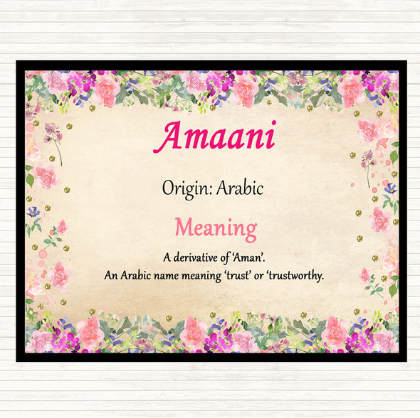 Amaani Name Meaning Mouse Mat Pad Floral
