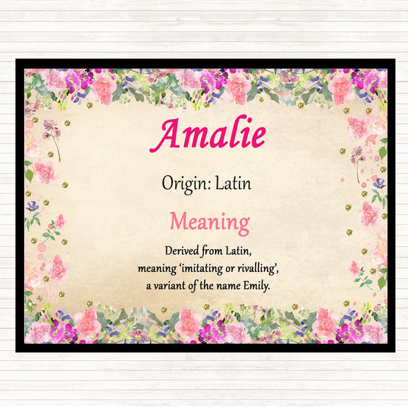 Amalie Name Meaning Mouse Mat Pad Floral