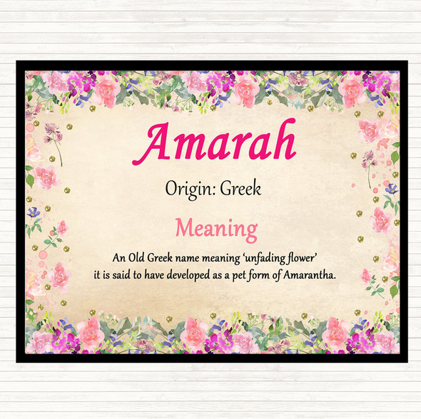 Amarah Name Meaning Mouse Mat Pad Floral