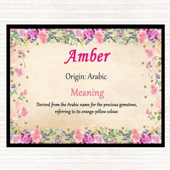 Amber Name Meaning Mouse Mat Pad Floral