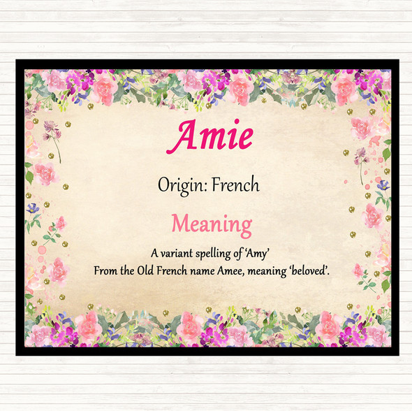 Amie Name Meaning Mouse Mat Pad Floral