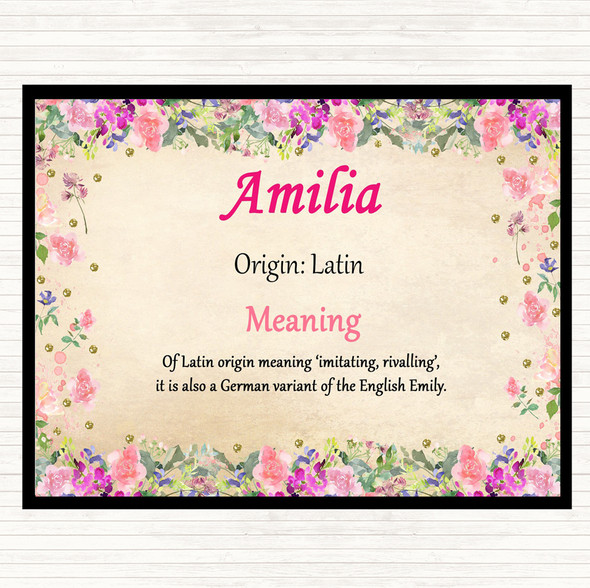 Amilia Name Meaning Mouse Mat Pad Floral