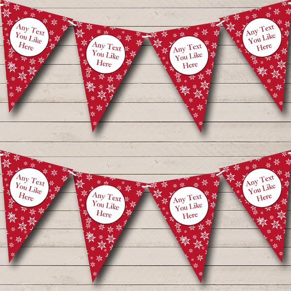 White Snowflakes Red Personalised Christmas Decoration Bunting