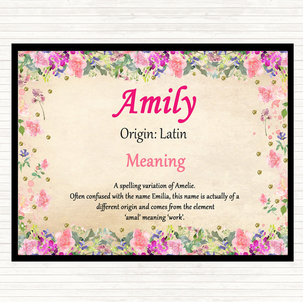 Amily Name Meaning Mouse Mat Pad Floral