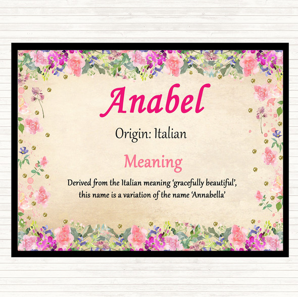 Anabel Name Meaning Mouse Mat Pad Floral